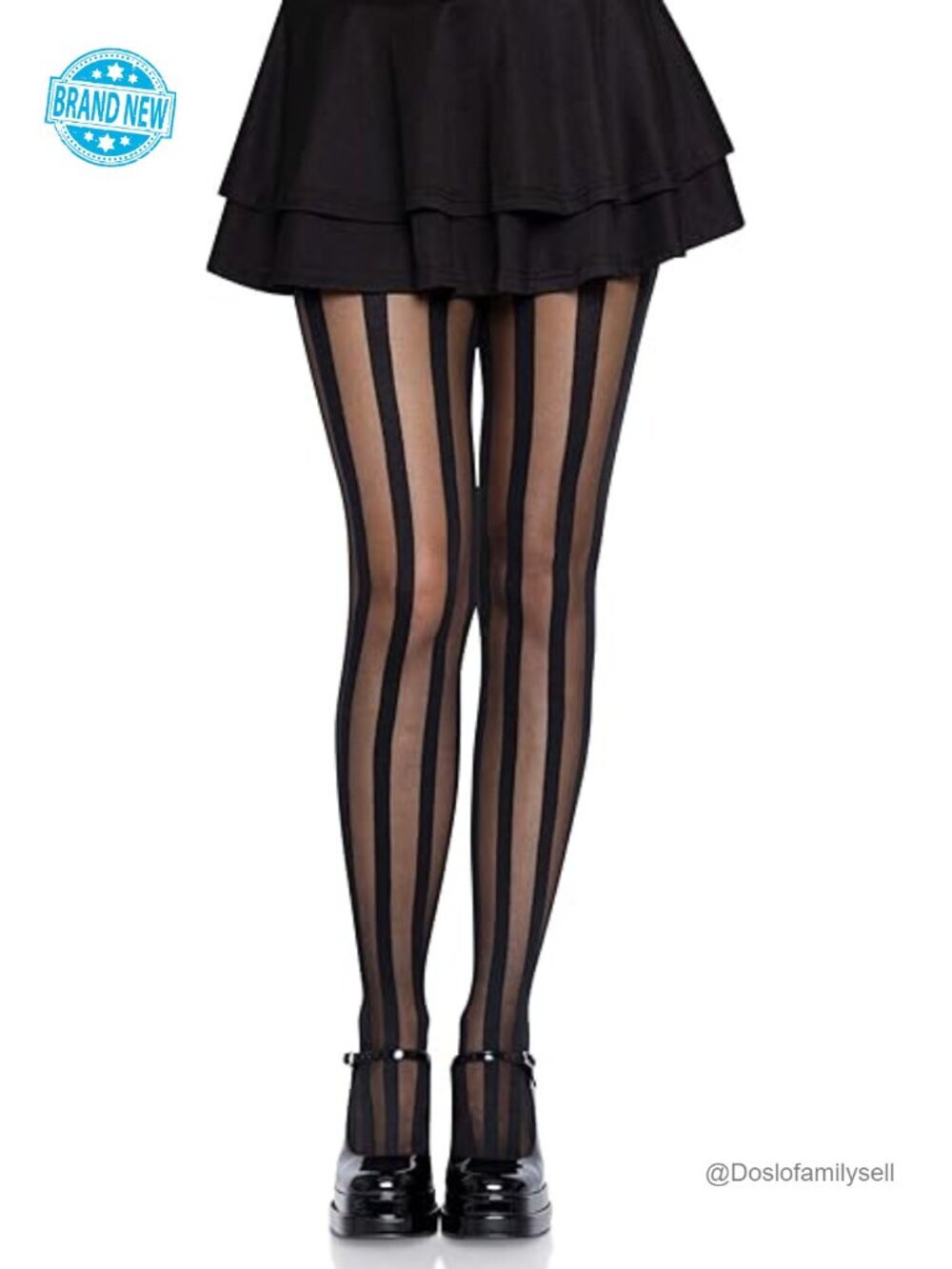 Alt Fashion Opaque Vertical Striped Tights - One Size
